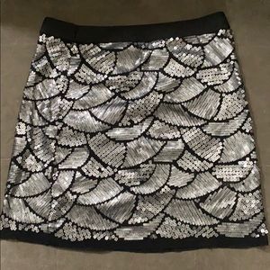 Black and silver sequence mini skirt